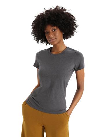 Dámské Tričko Icebreaker Merino Central Classic Krátké Sleeve Stříbrné Šedé | CZ 1384PJJQ